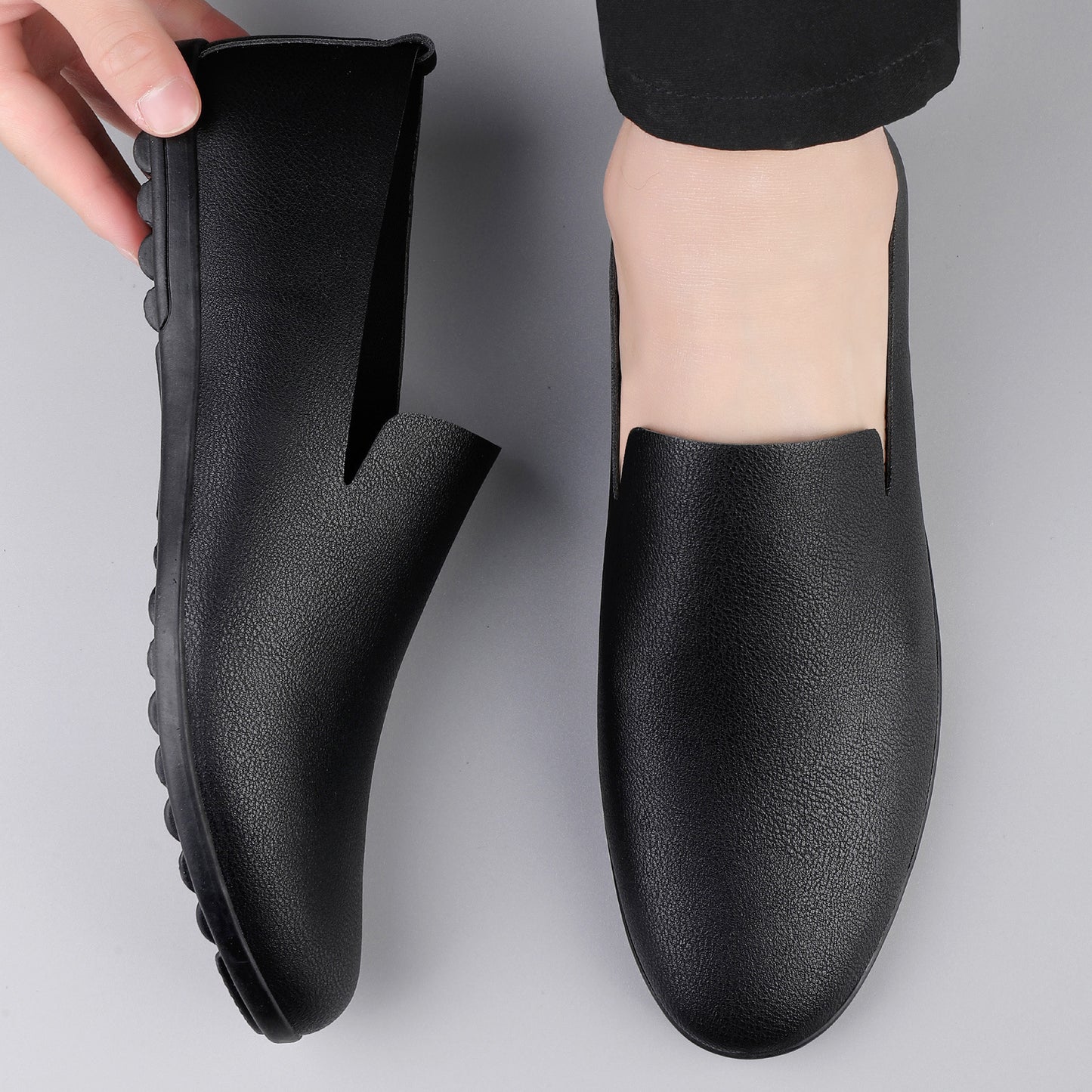 Men's Casual Leather Shoes Fashion Soft Gommino Low Top