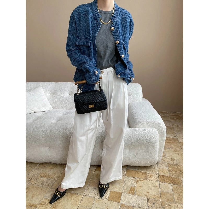 Texture Profile Classic Style Denim Jacket Coat