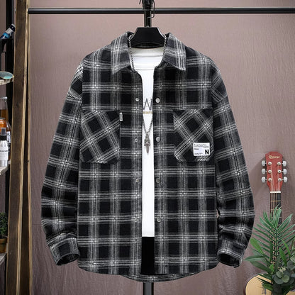 Teenagers Loose Printed Long-sleeved Shirt