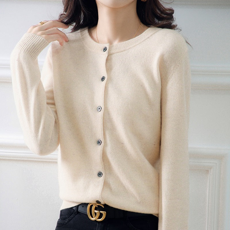 New Thin Round Neck Sweater Coat Short Outer Tops