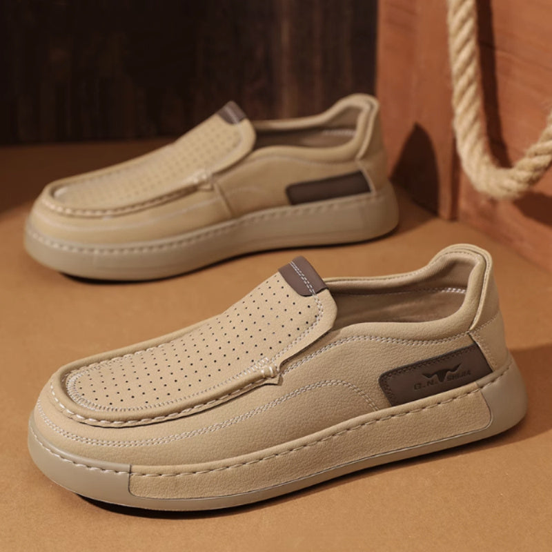Breathable Hollow Leather Shoes Slip-on Men's Summer Business Casual Shoes