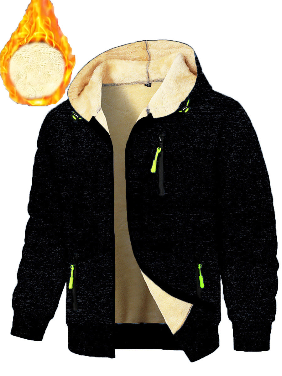 Thickened Men's Sports Fitness Casual Jacquard Hooded Jacket