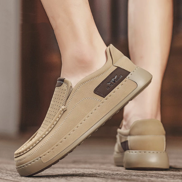 Breathable Hollow Leather Shoes Slip-on Men's Summer Business Casual Shoes