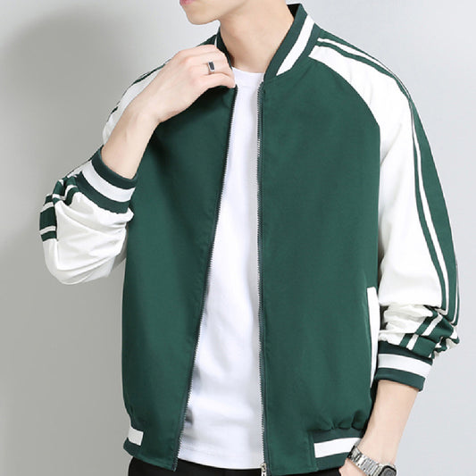 Striped Baseball Collar Autumn And Winter New Men