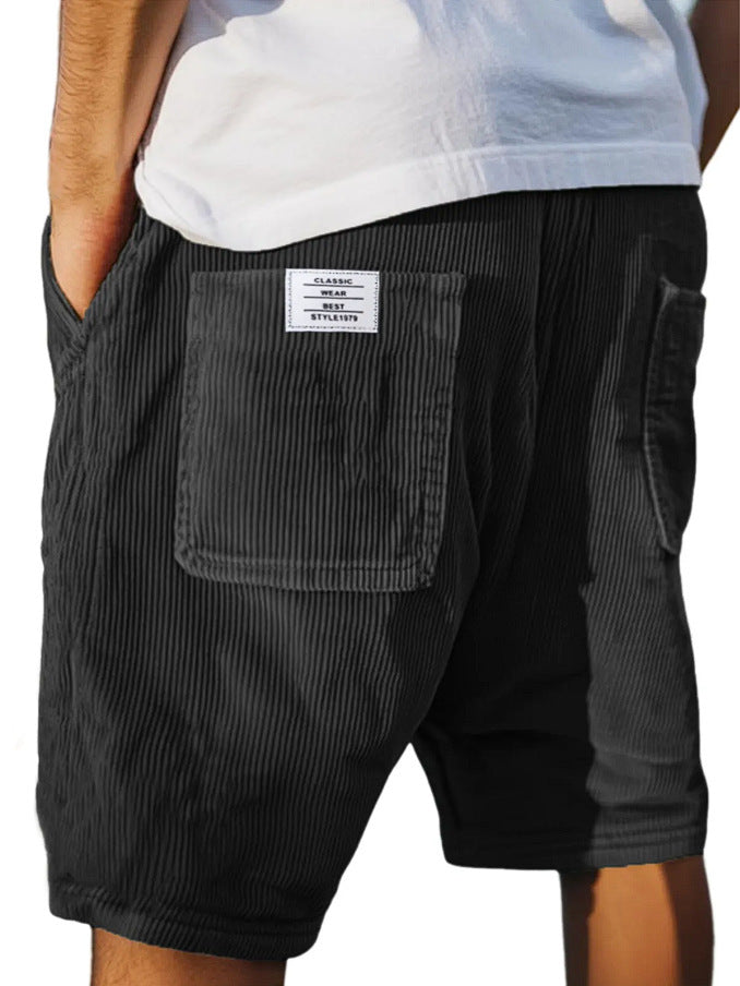 Men's Multi-pocket Embroidery Mark Corduroy Shorts