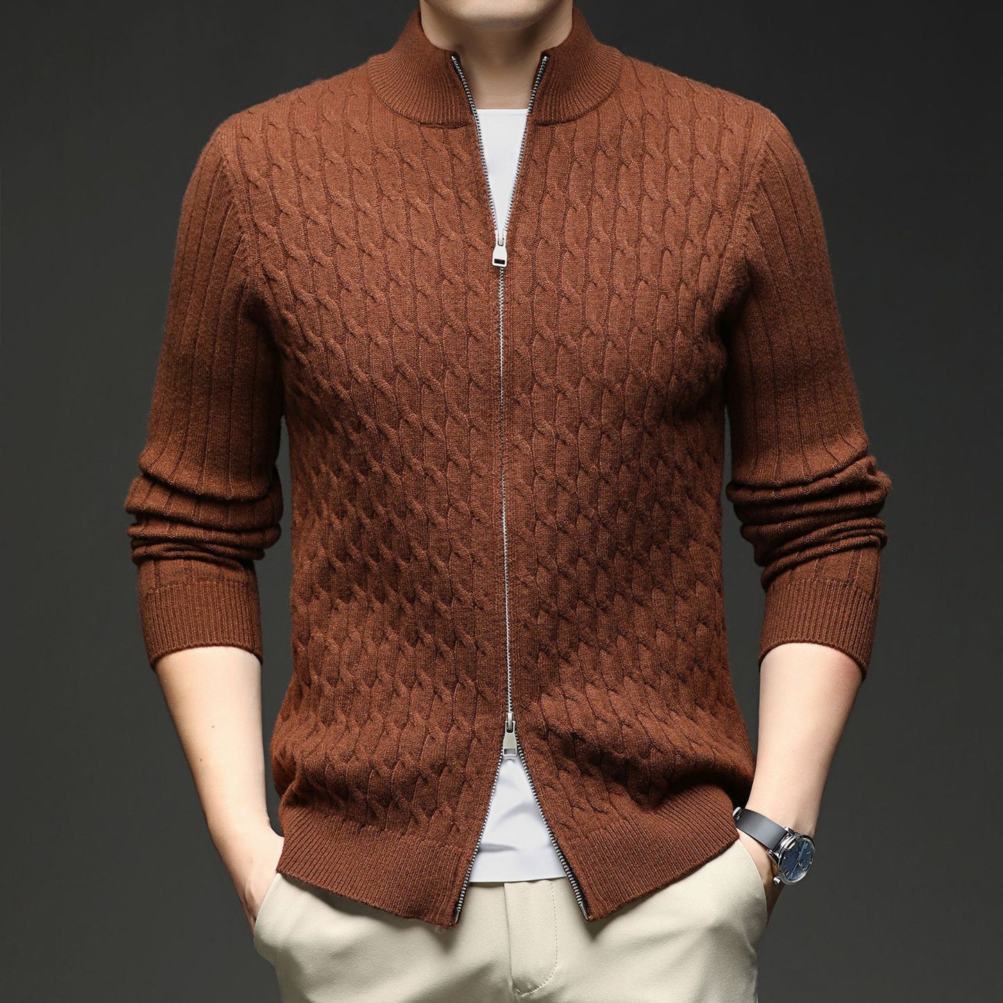 Fashion Autumn New Zipper Collar Sweater Men