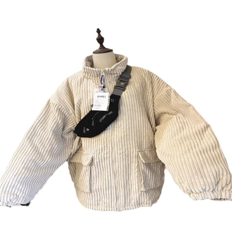 Men's Japanese Fashion Brand Thick Warm Corduroy Bread Coat