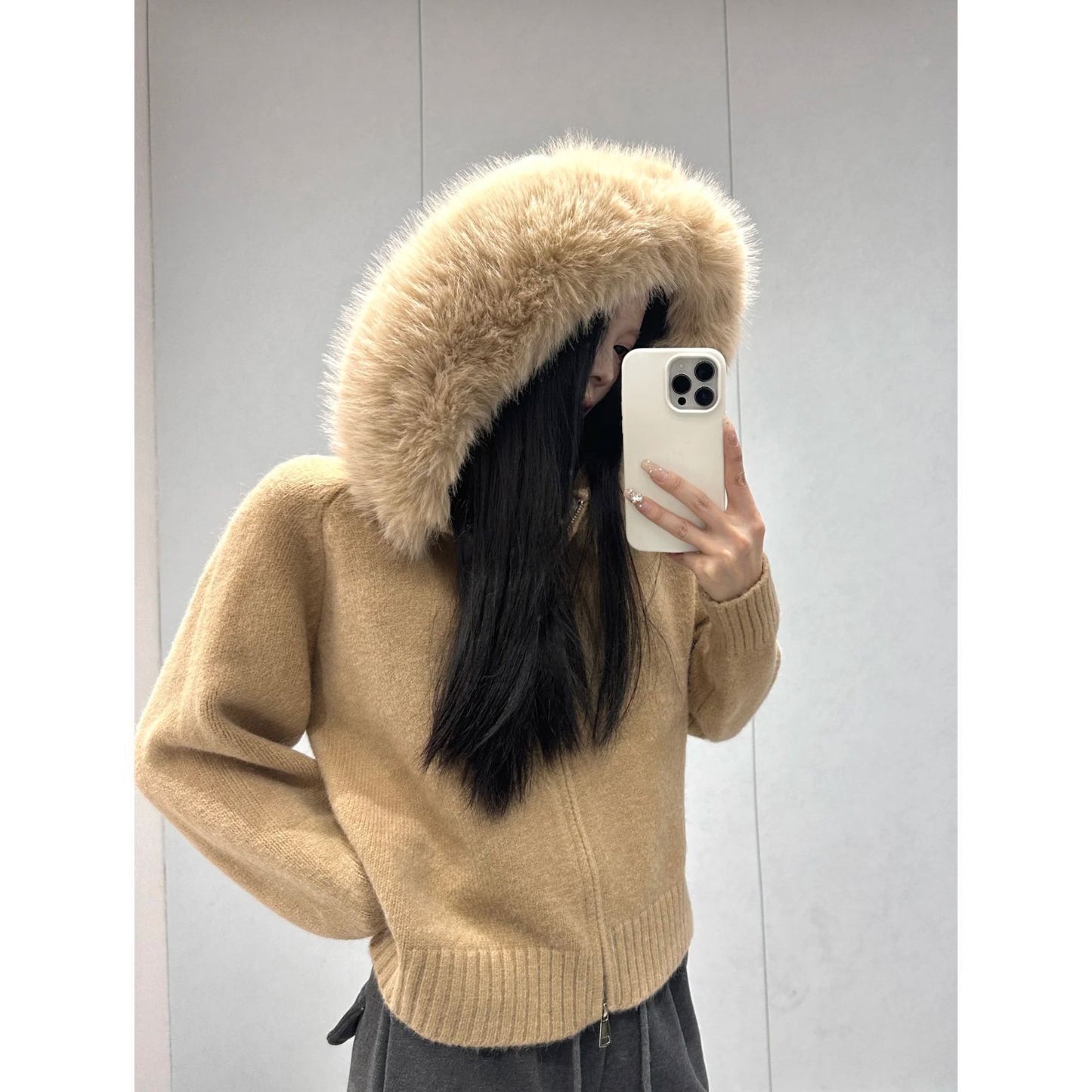 Fur Collar Flab Hiding Padded Top Outer Wear Autumn And Winter