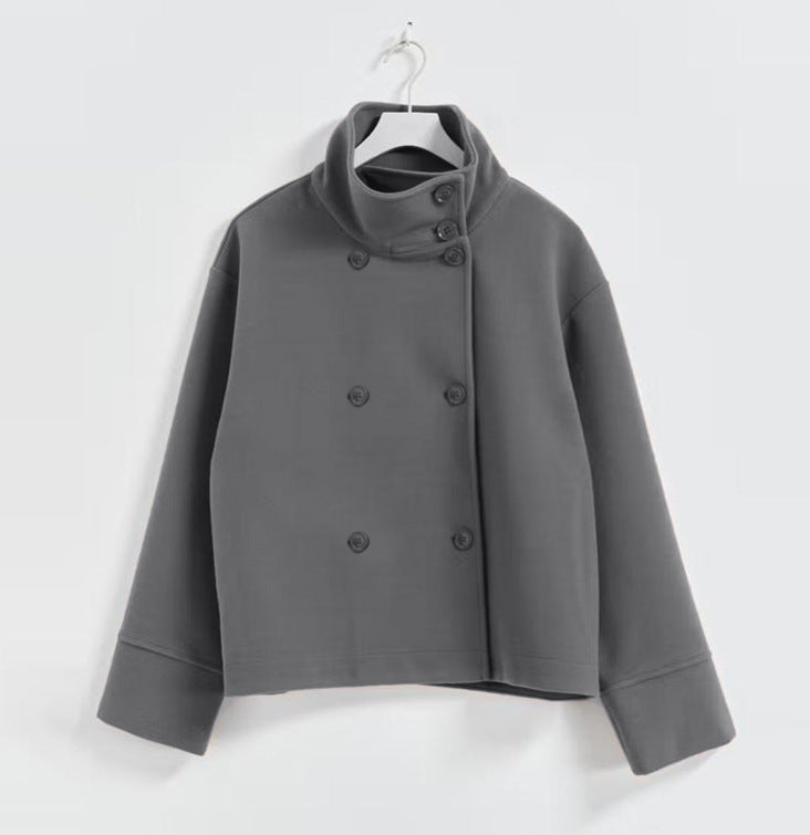 Commuter's All-matching Stand Collar Breasted Woolen Coat