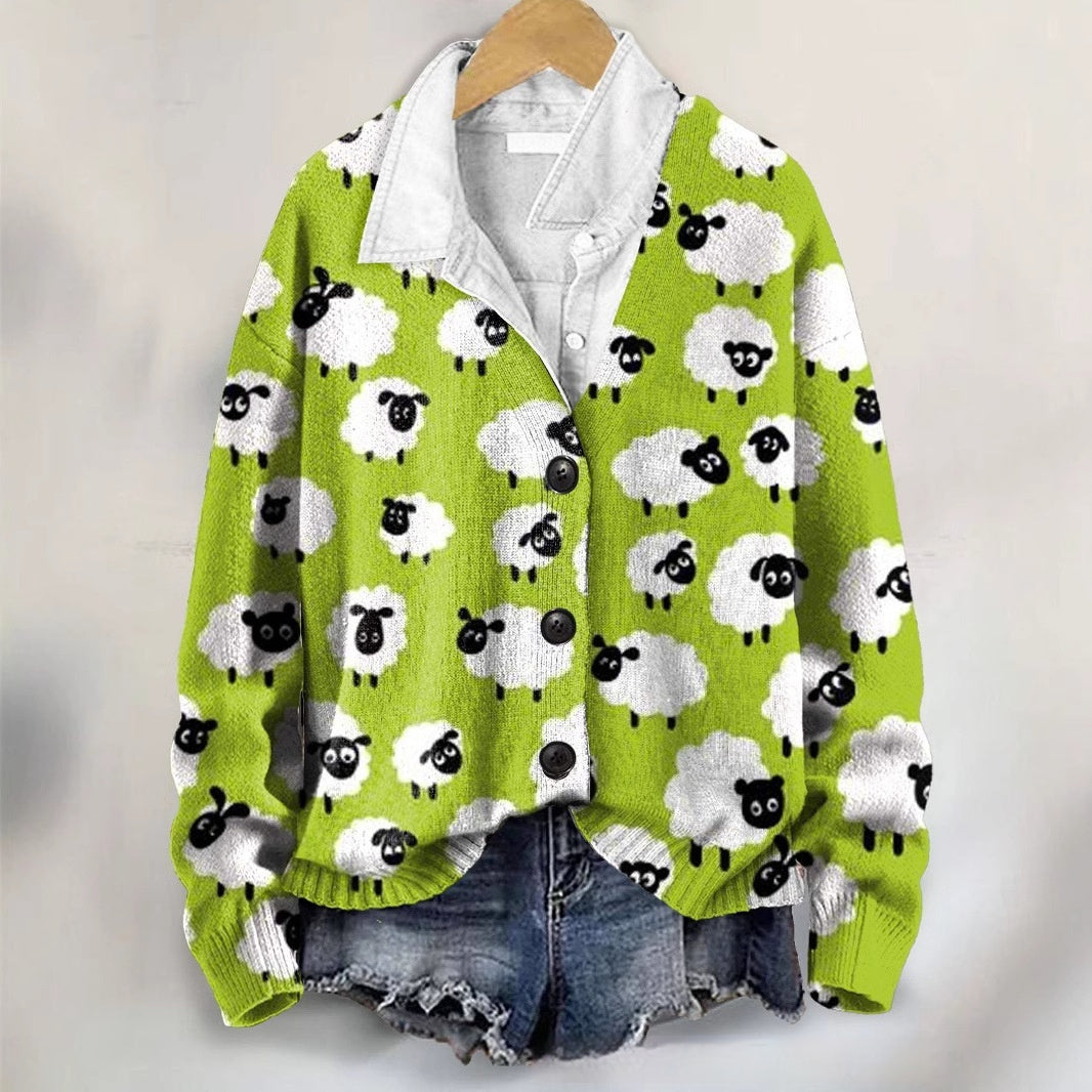 3D Flower Pattern Printing Autumn And Winter Casual Long Sleeve Coat