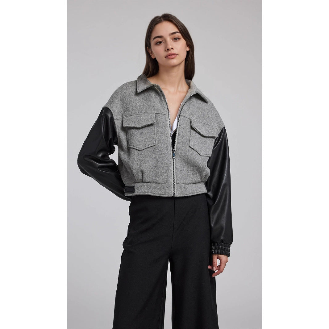 Niche Street Fashion Loose Short Color Stitching Jacket Jacket