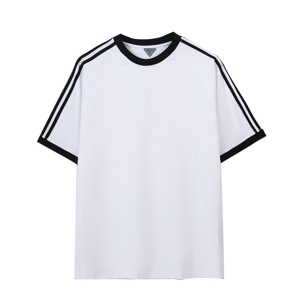 Men's And Women's Ice Silk Stripes Five-point Top