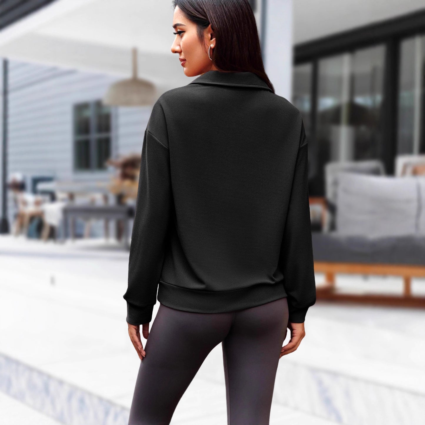 Lapel Sweater Fashion Loose Zip Women's Clothing