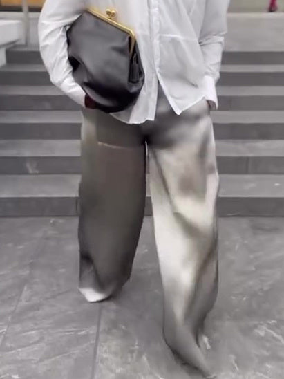 Men's Casual Flowing Satin Wide-leg Pants