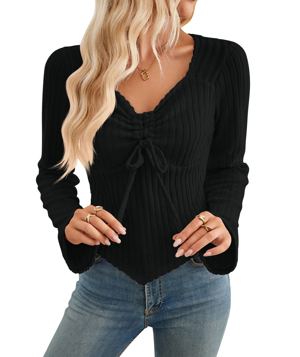 Women's Pleating Long-sleeved Top