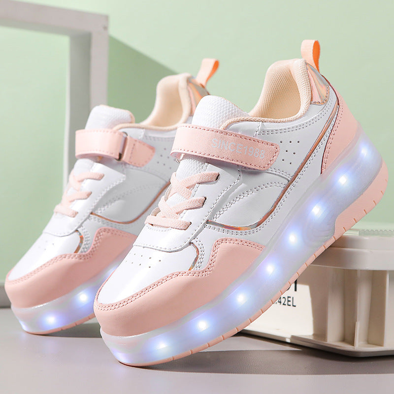Boys And Girls Charging Flash Rollerskate