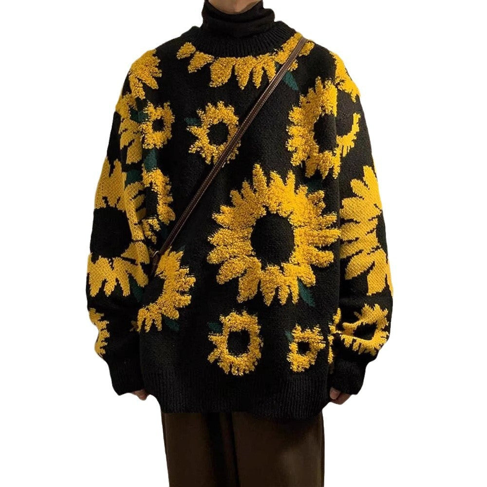 Japanese-style Retro High Street Lazy Sunflower Sweater