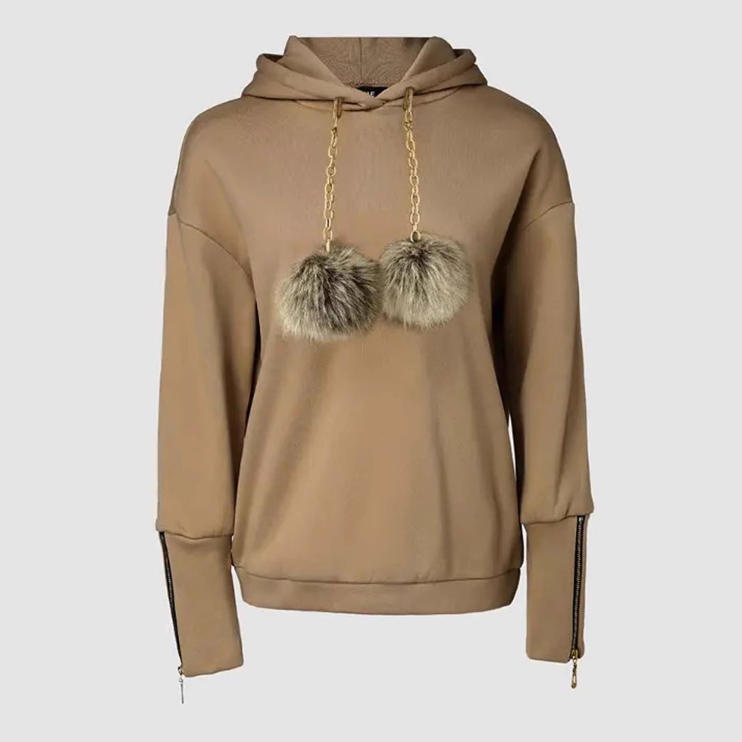 Fashionable Loose Light Brown Women's Sweater