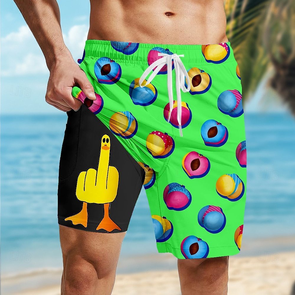 Casual Loose D Printed Double-layer Beach Pants