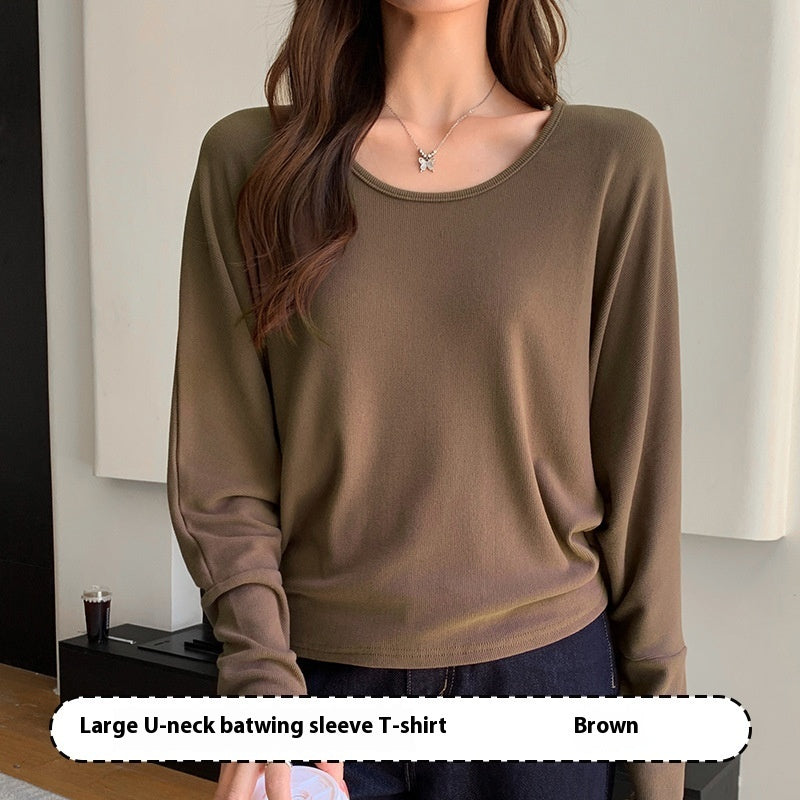 U-collar Batwing Sleeve Elegant Top For Women Autumn And Winter