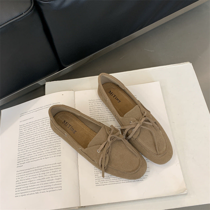 Spring New Retro Round Head Low Heel Shoes Women's All-matching