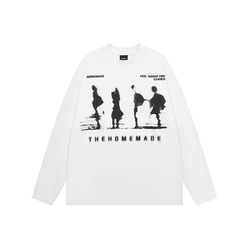 New Real Shot American Street Fashion Printed Long Sleeve T-shirt