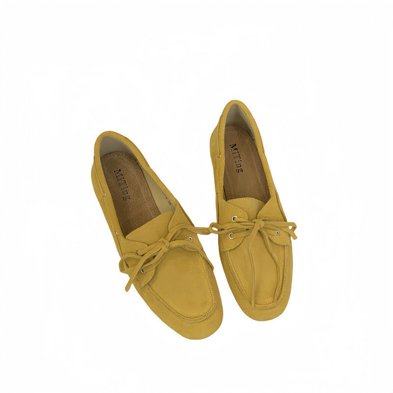 Spring New Retro Round Head Low Heel Shoes Women's All-matching