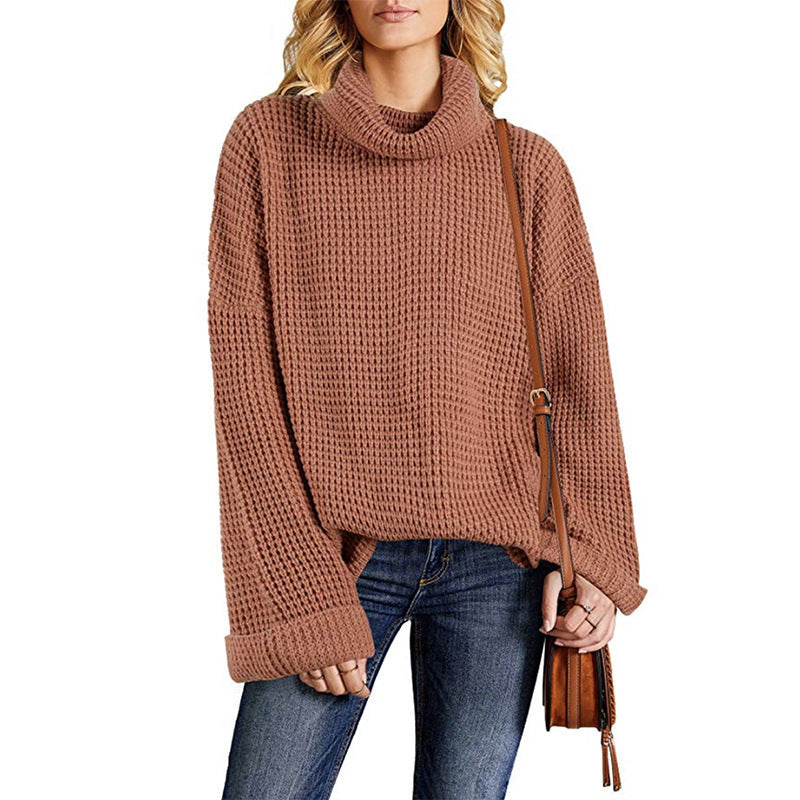 Solid Color Sweater Women's European And American Lapel Loose