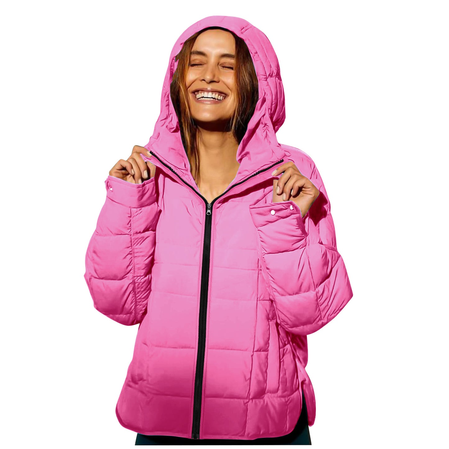 Women's Polyester Hooded Loose Sports Cotton Jacket