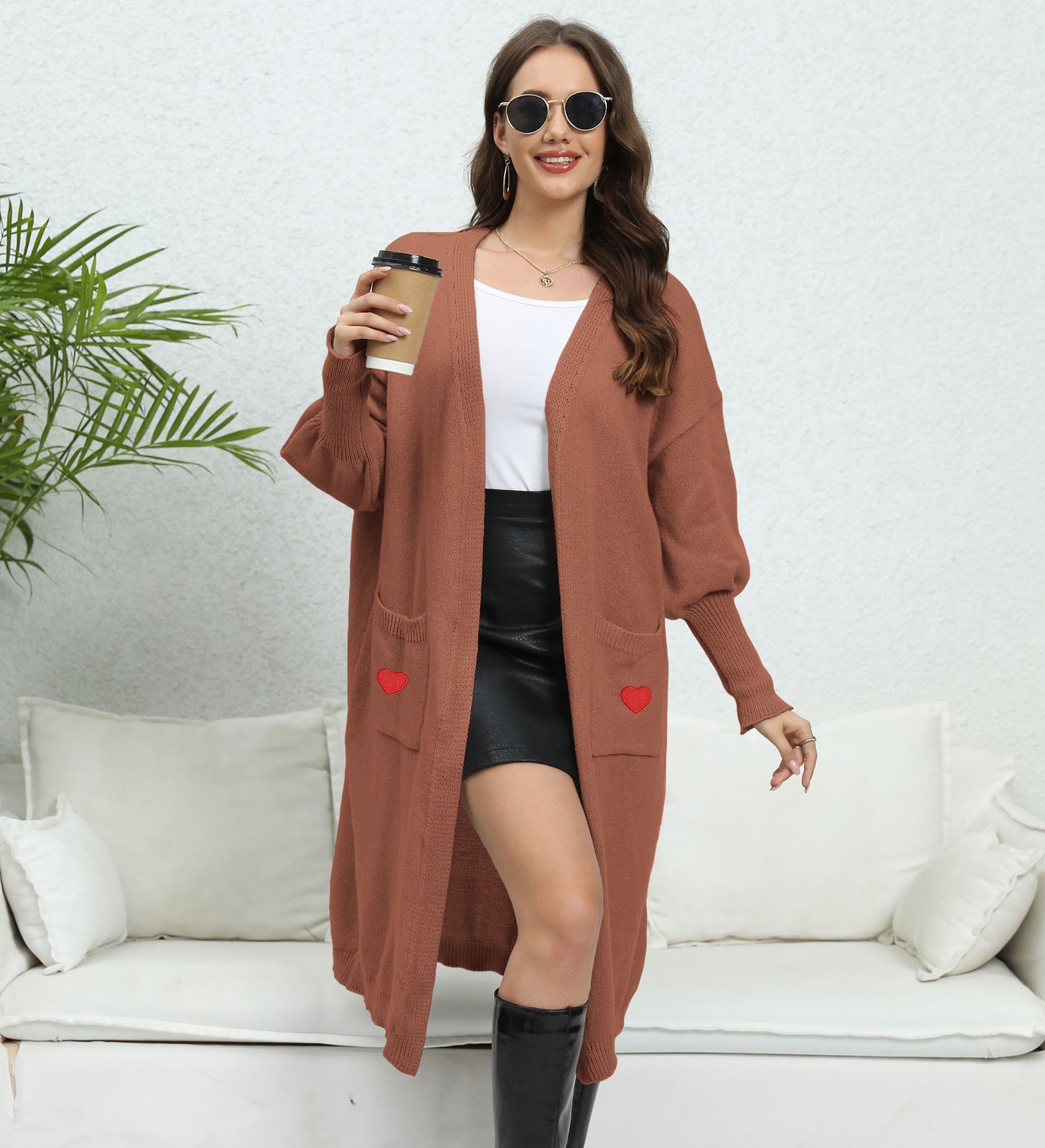 Women's Loose And Lazy Style Love Sweater Cardigan