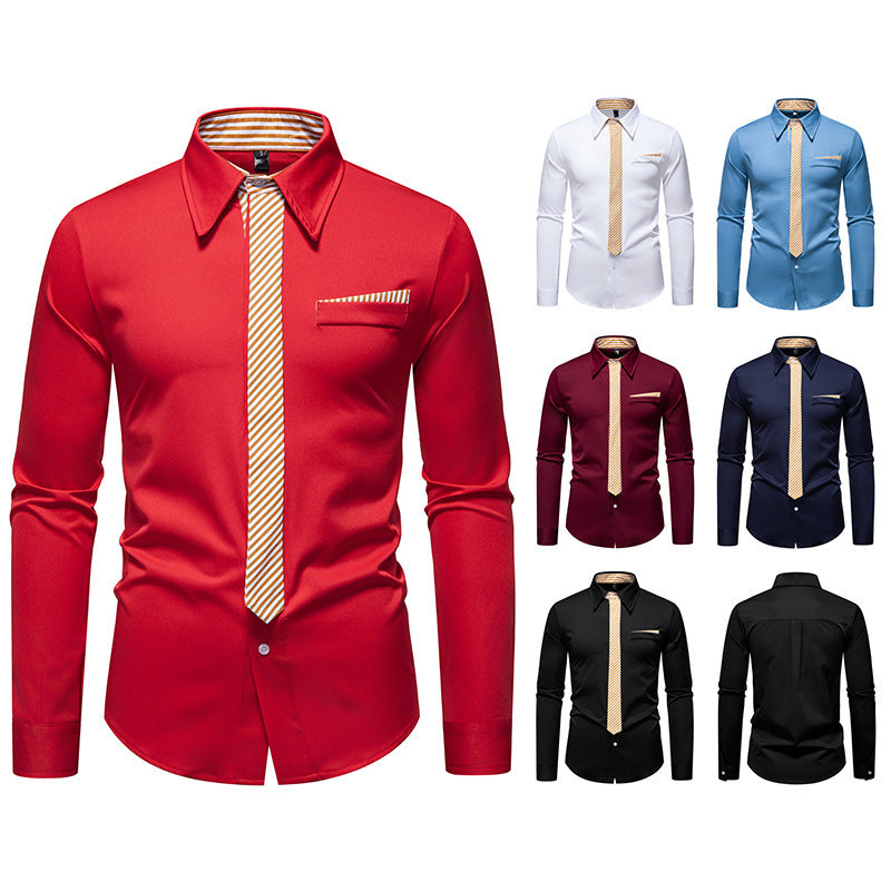 New Fashion Temperament Men's Long-sleeved Shirt