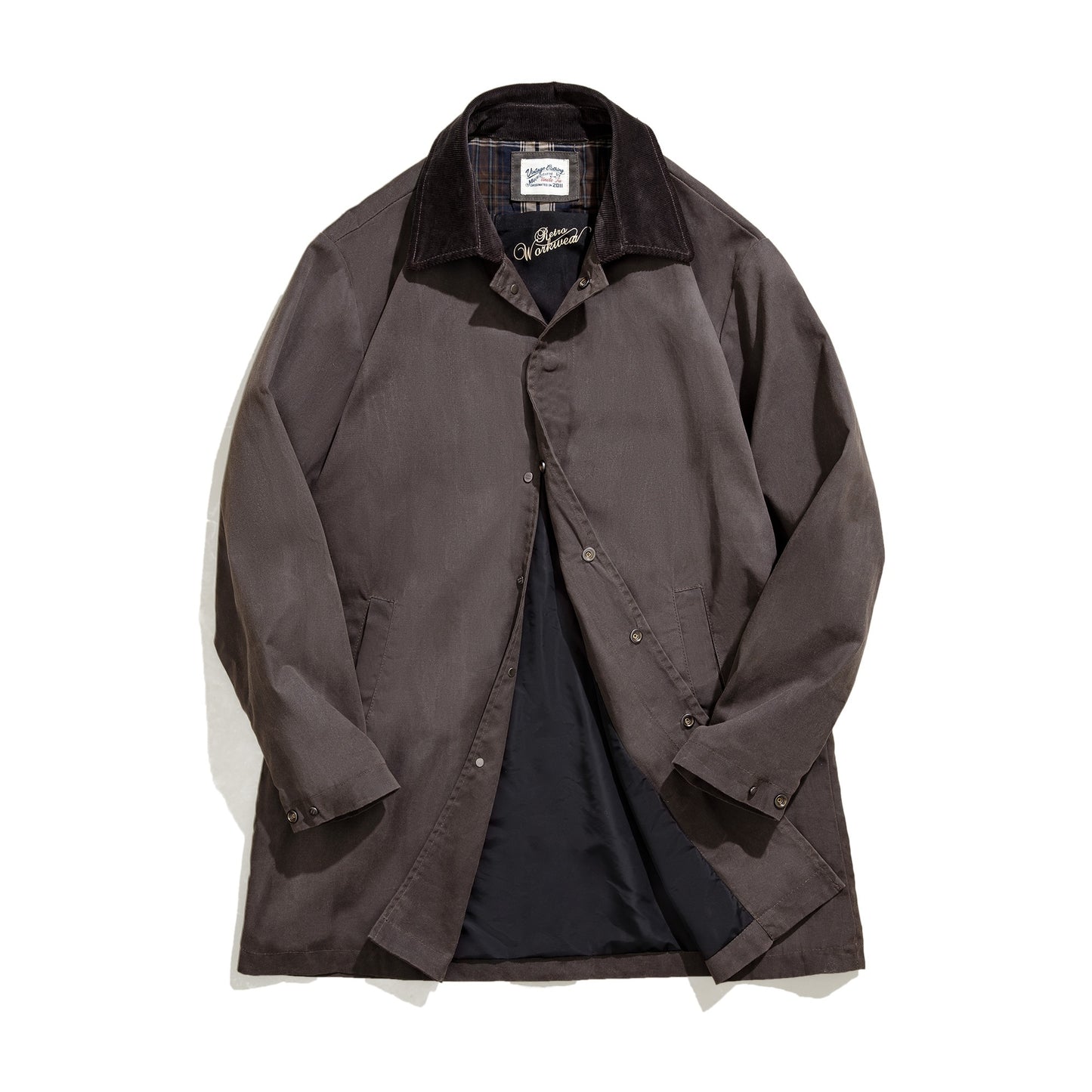 Retro Lapels Waterproof Oil Wax Trench Coat Brown Mid-length British Style Coat For Men Autumn