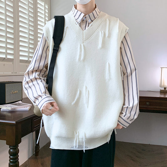 New Casual Sweater Men Sleeveless Knitwear Men