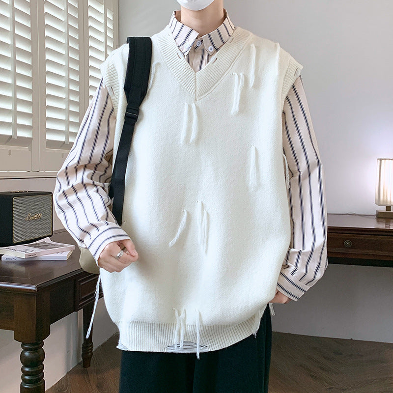 New Casual Sweater Men Sleeveless Knitwear Men