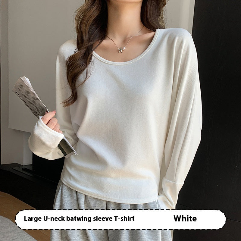 U-collar Batwing Sleeve Elegant Top For Women Autumn And Winter