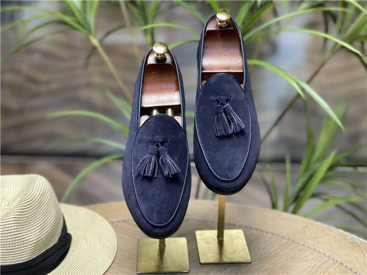 Fashion Retro British Beanie Shoes Men's Tassel Slip-on