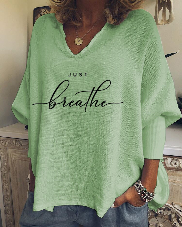 Street Hipster V-neck Long Sleeve Loose Top Summer