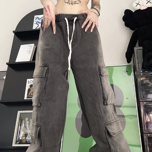 Vintage Multi Pocket Elastic Waist Jeans