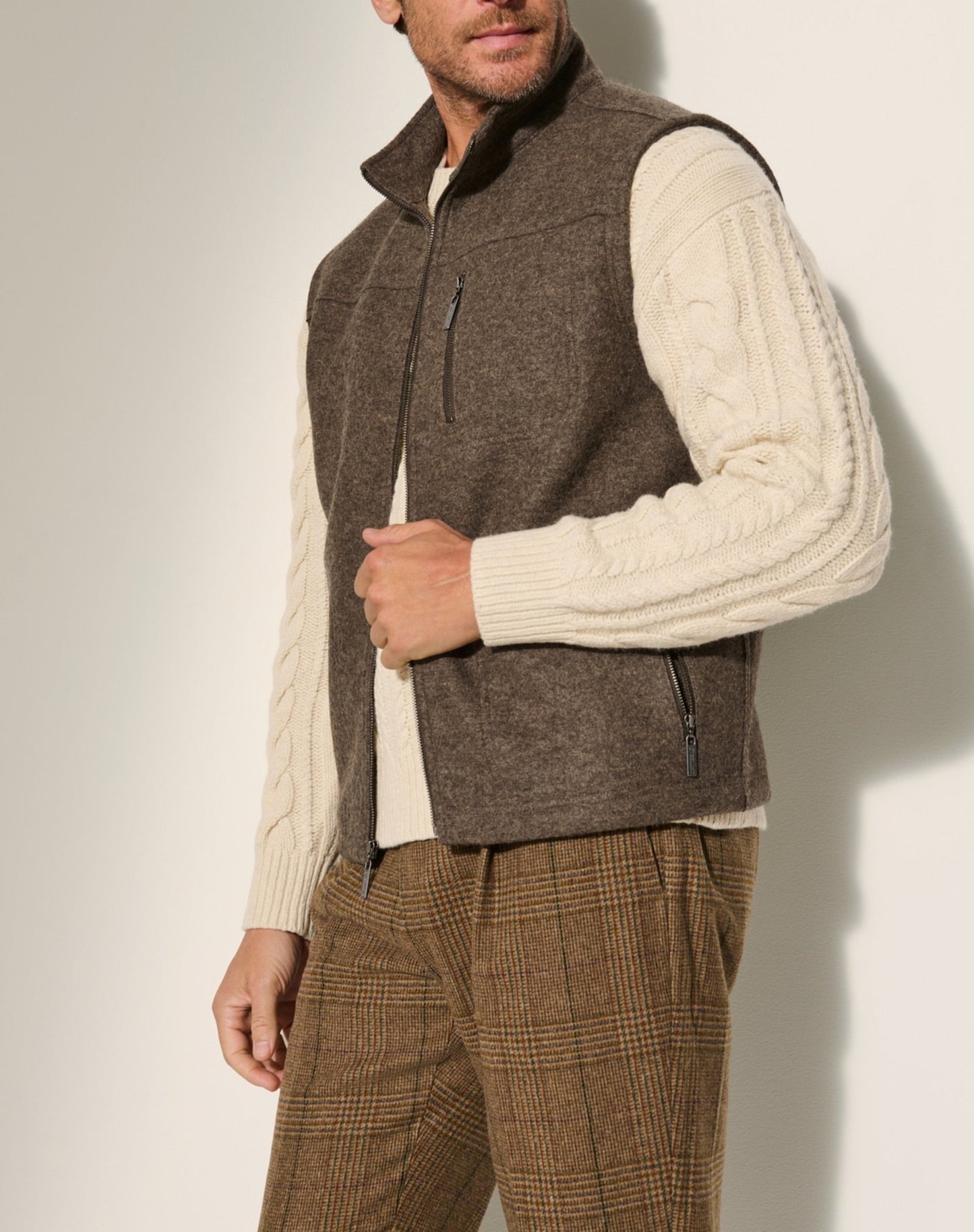 Men's Fine Autumn And Winter Blended Thermal Zipper Vest