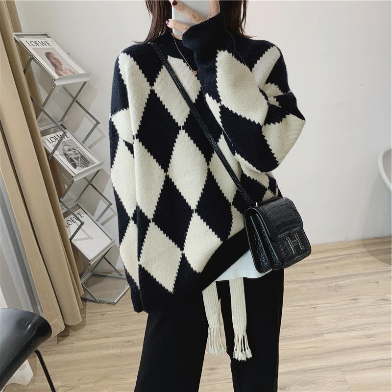 Loose Slimming Sweater Female Color Matching