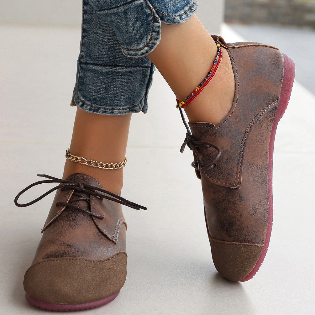 Flat Retro Soft Leather Western Style Slip-on Loafers Small Leather Shoes