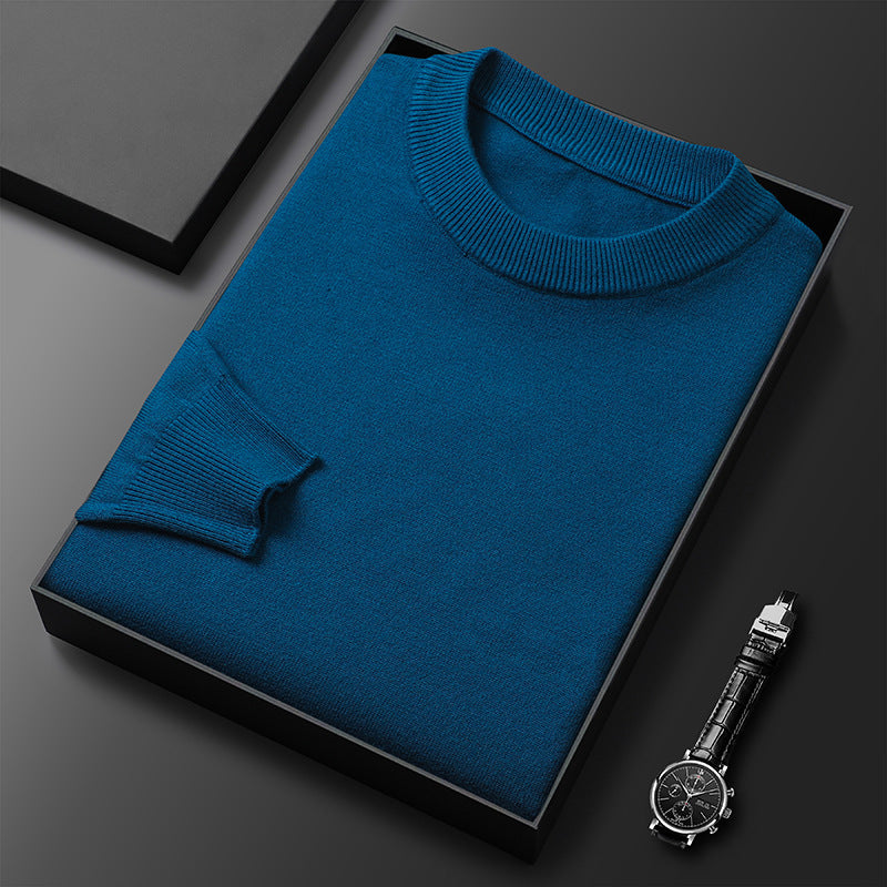 Men's Warm Leisure Solid Color Round Neck Sweater