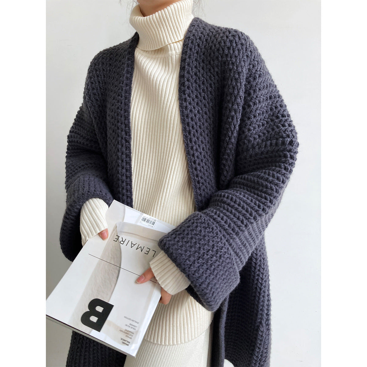 Hepburn Style Solid Color Knitted Cardigan Soft Glutinous