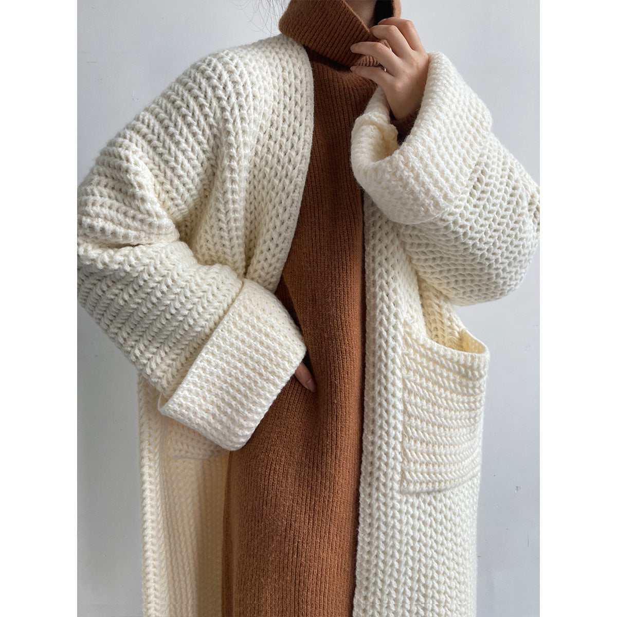 Hepburn Style Solid Color Knitted Cardigan Soft Glutinous