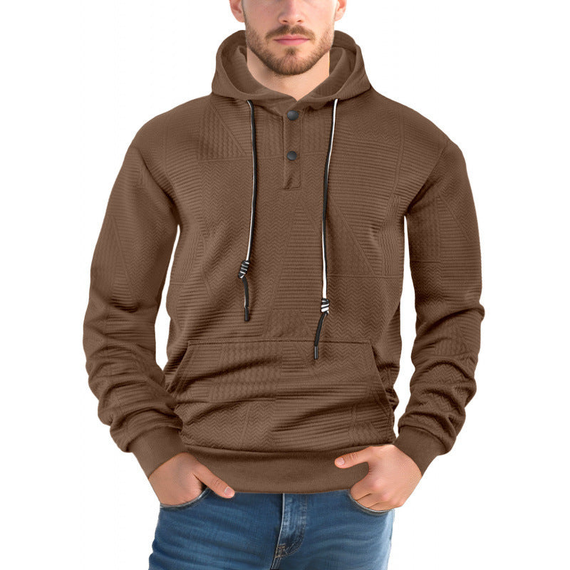 Pullover Solid Color Casual Sports Loose Long Sleeve Hooded Sweater Men
