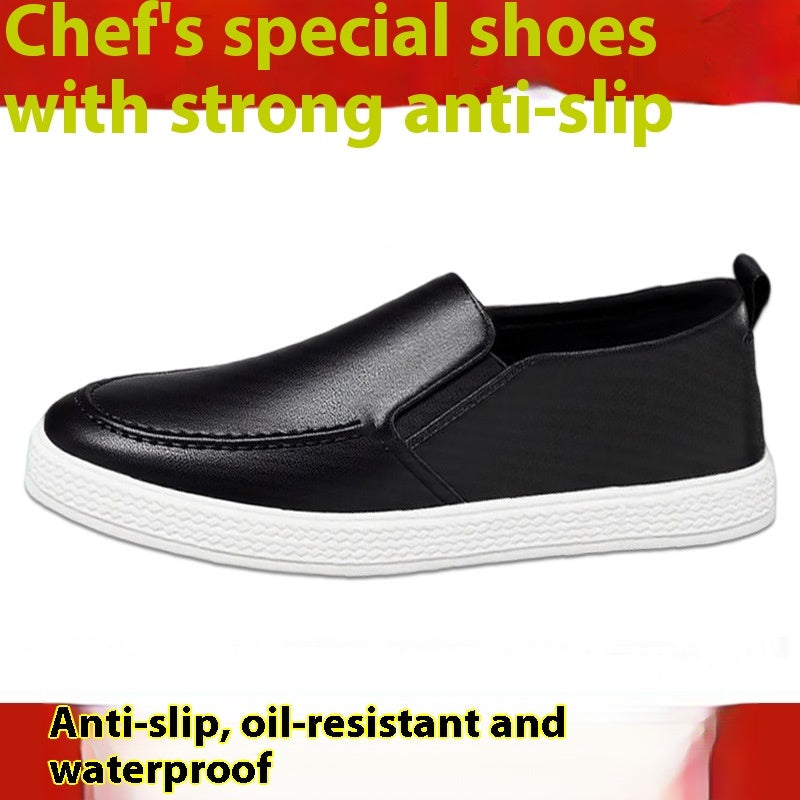 Summer New Men's One Pedal Kitchen Working Leather Shoes