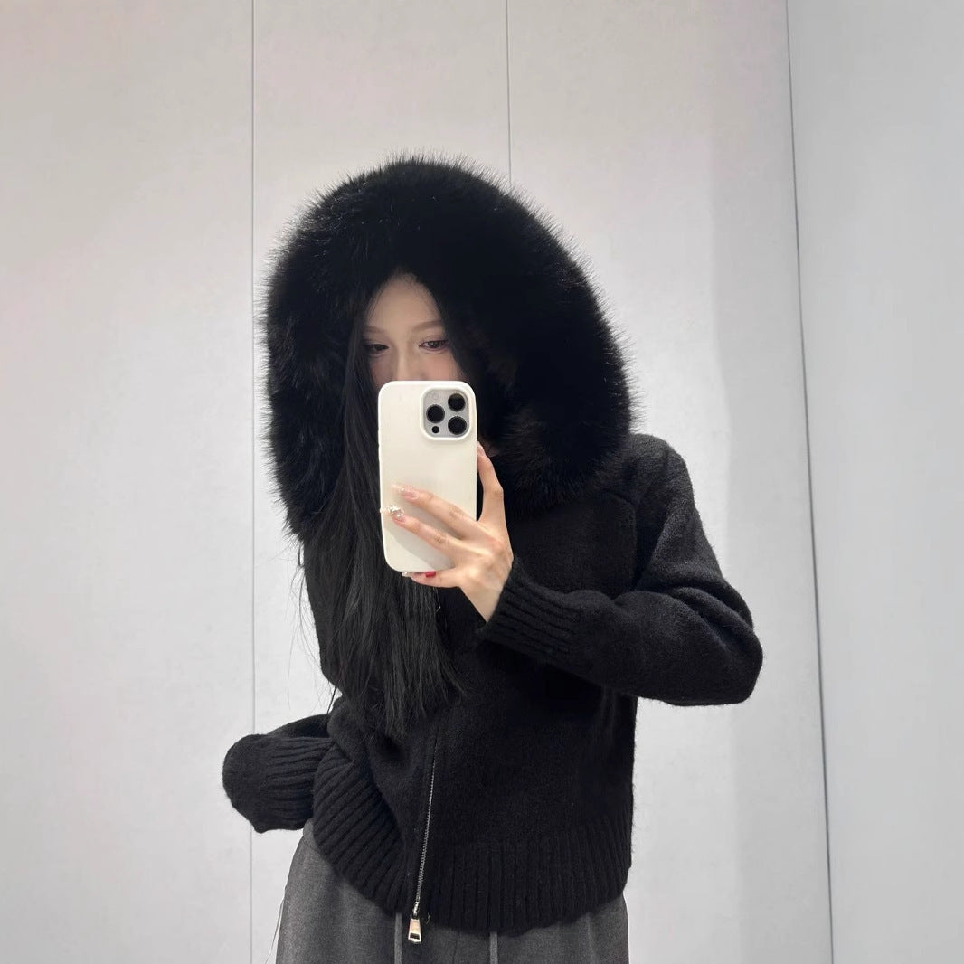 Fur Collar Flab Hiding Padded Top Outer Wear Autumn And Winter