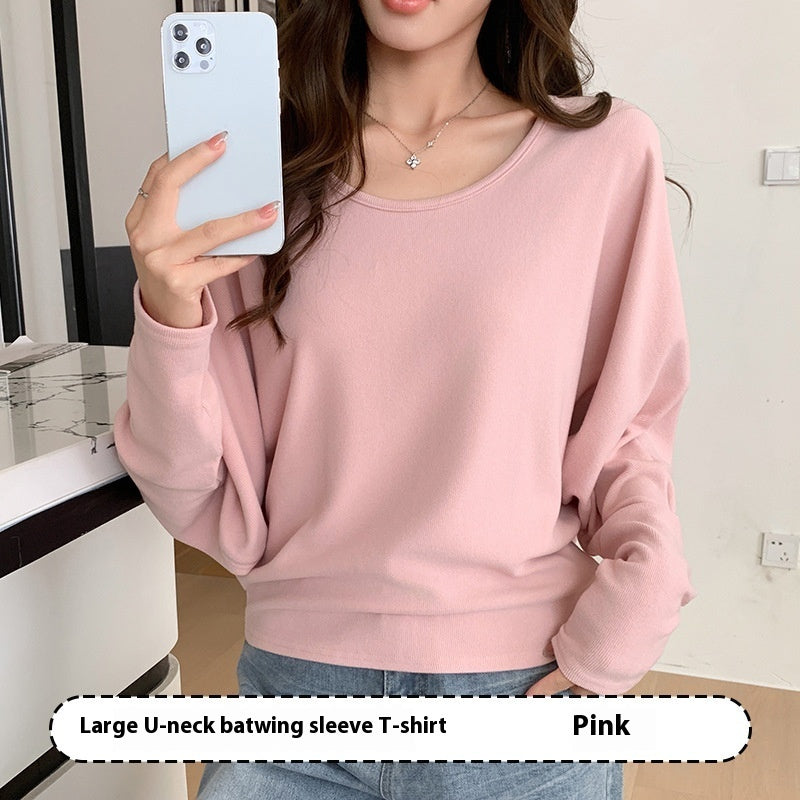 U-collar Batwing Sleeve Elegant Top For Women Autumn And Winter