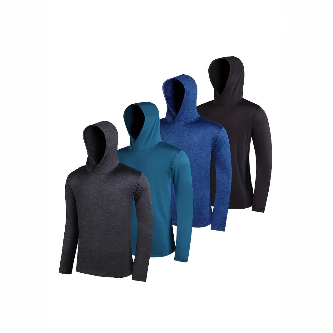 4-piece Men's Lightweight Hoodie Elastic Polyester Fiber Long