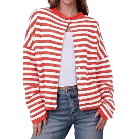 European And American Commuters' Knitted Shirt Soft Glutinous Stripes
